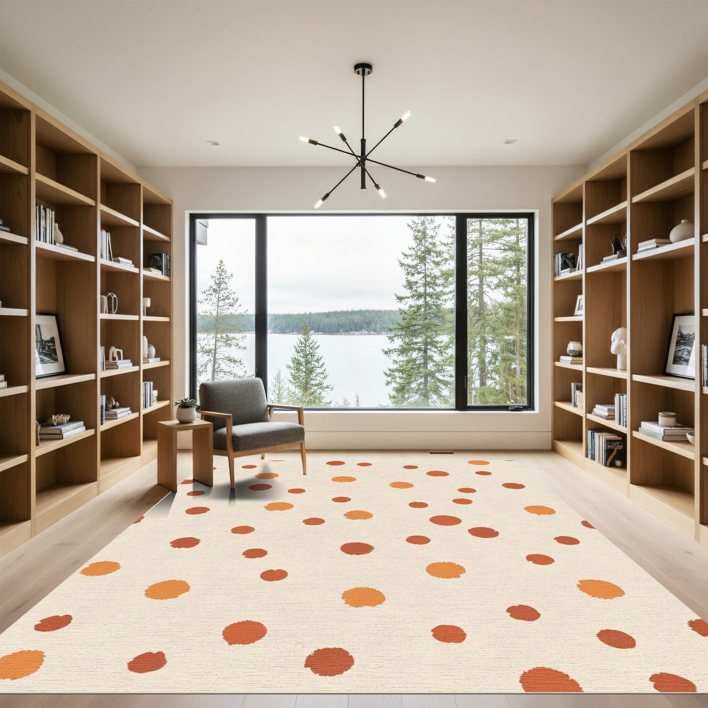 Warm Earthy Tone Polka Dot Rug