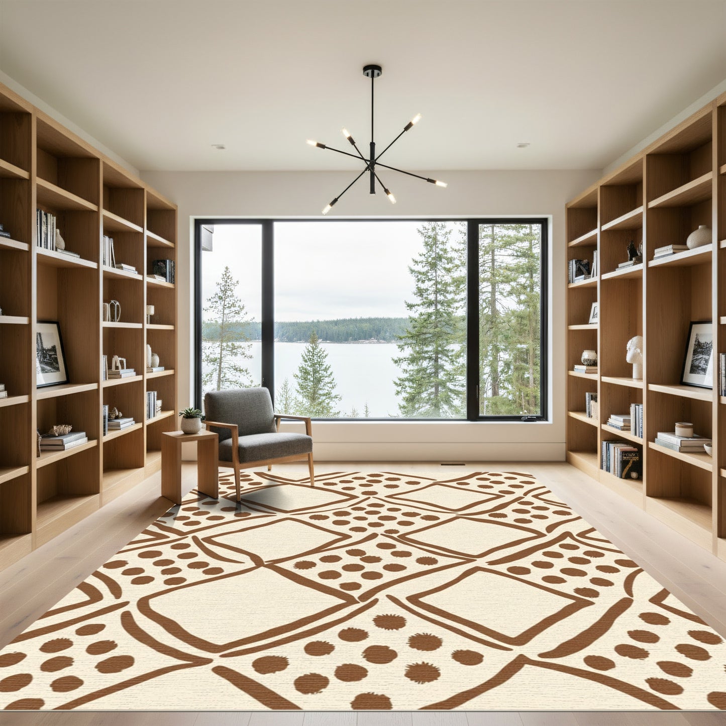 Brown Diamond Dot Lattice Rug
