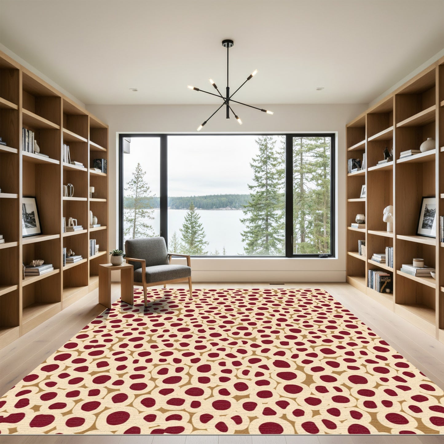 Crimson Circles Organic Scatter Rug