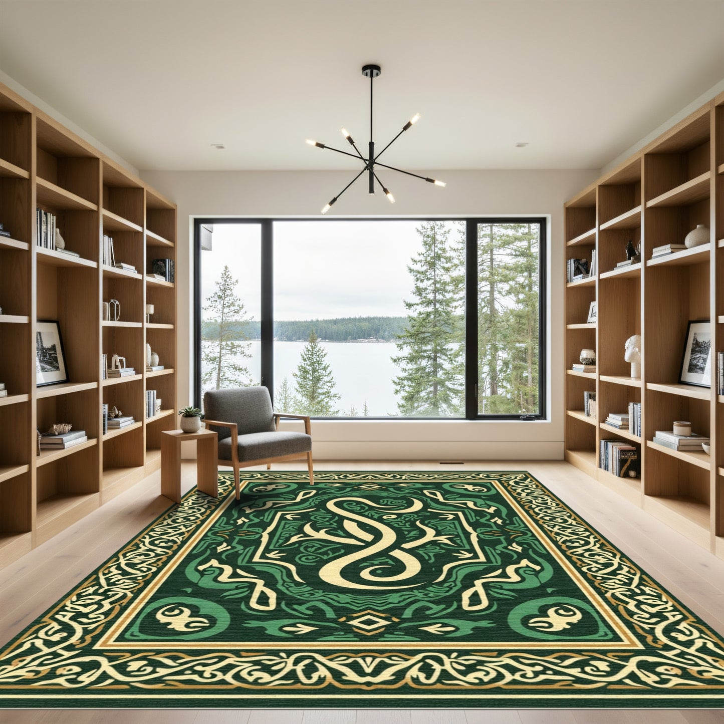 Dark Green Ivory Celtic Knot Rug