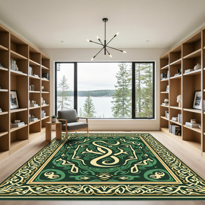 Dark Green Ivory Celtic Knot Rug