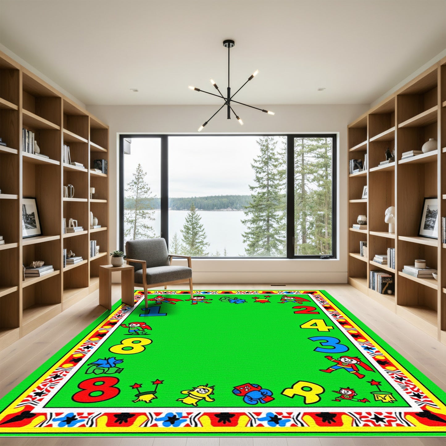 Whimsical Superhero Kids Numbers Collection Rug