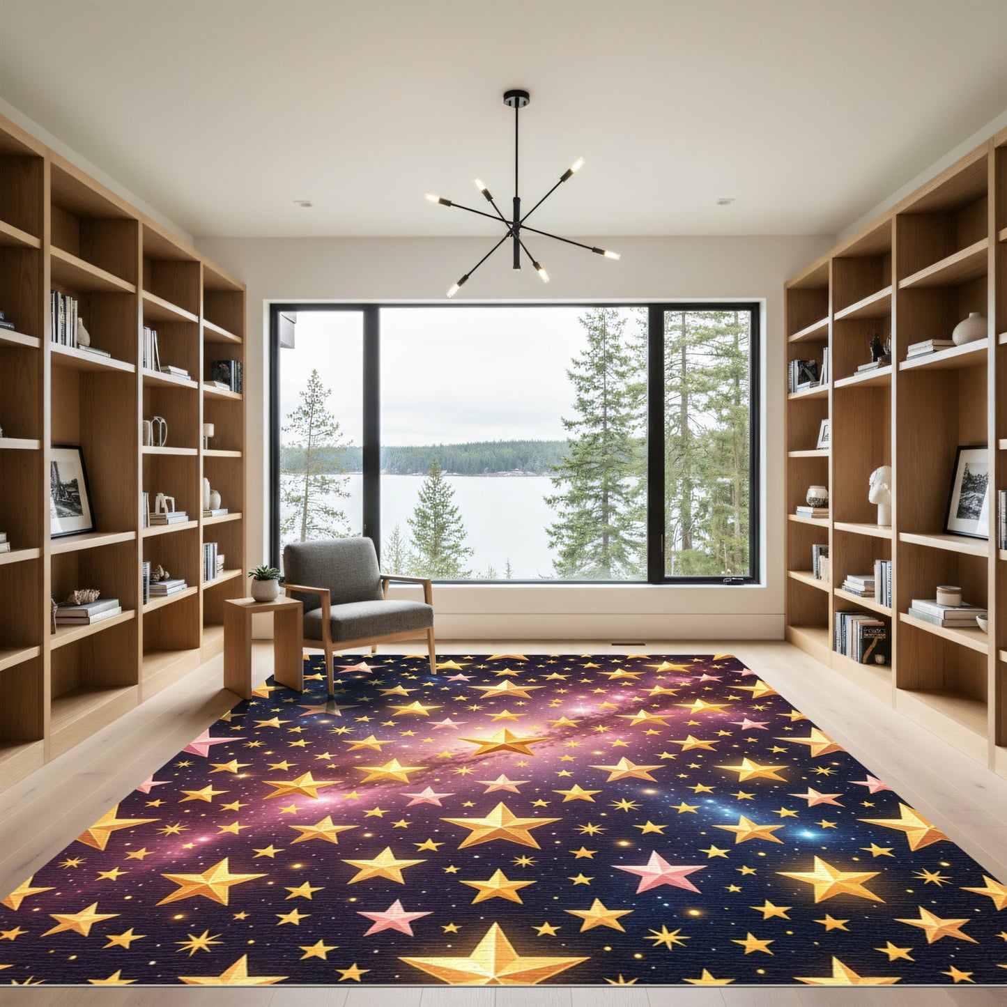 Golden Starry Sky Galaxy Nebula Rug
