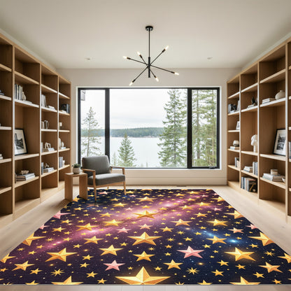 Golden Starry Sky Galaxy Nebula Rug
