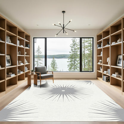 Gray Burst Starburst Medallion Rug