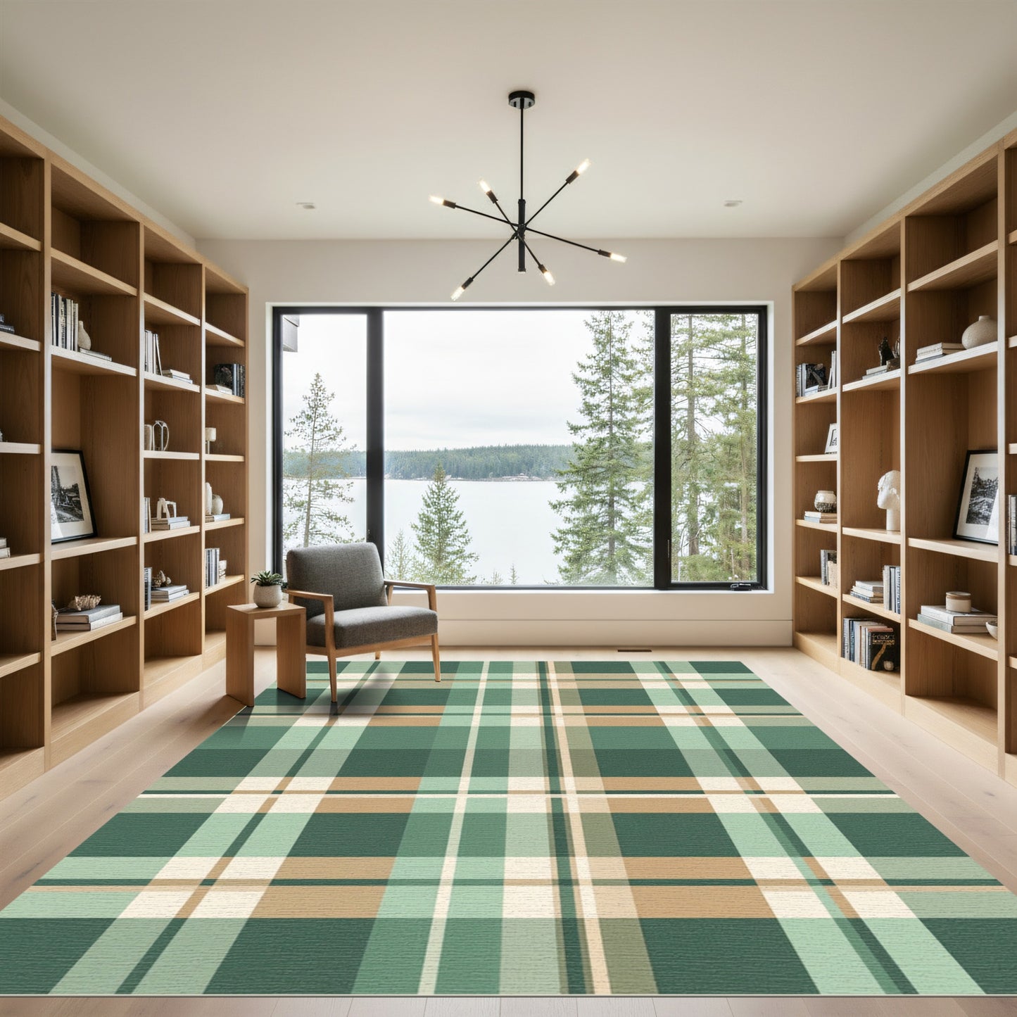 Classic Sage Green Plaid Tartan Rug
