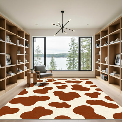 White Brown Cow Spots Rug