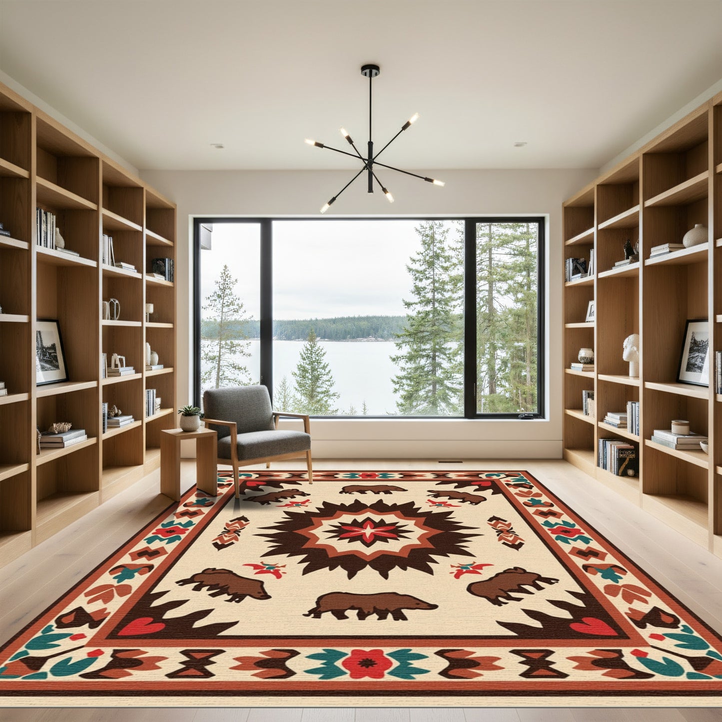 Brown Bear Woodland Medallion Rug