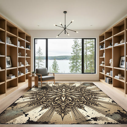 Antique Gold Filigree Starburst Rug