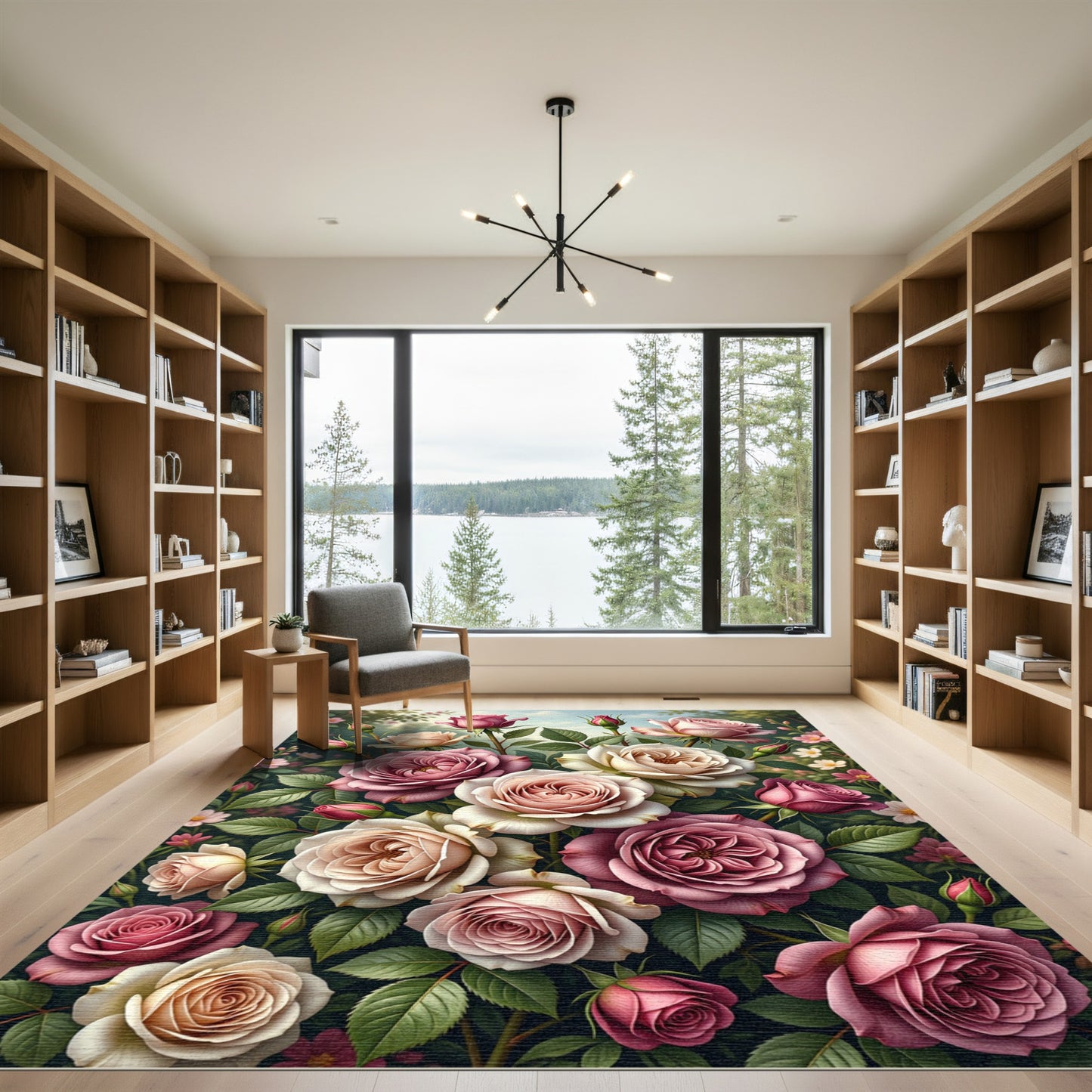 Enchanting Pastel Rose Garden Bouquet Rug