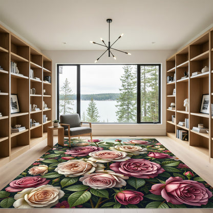 Enchanting Pastel Rose Garden Bouquet Rug