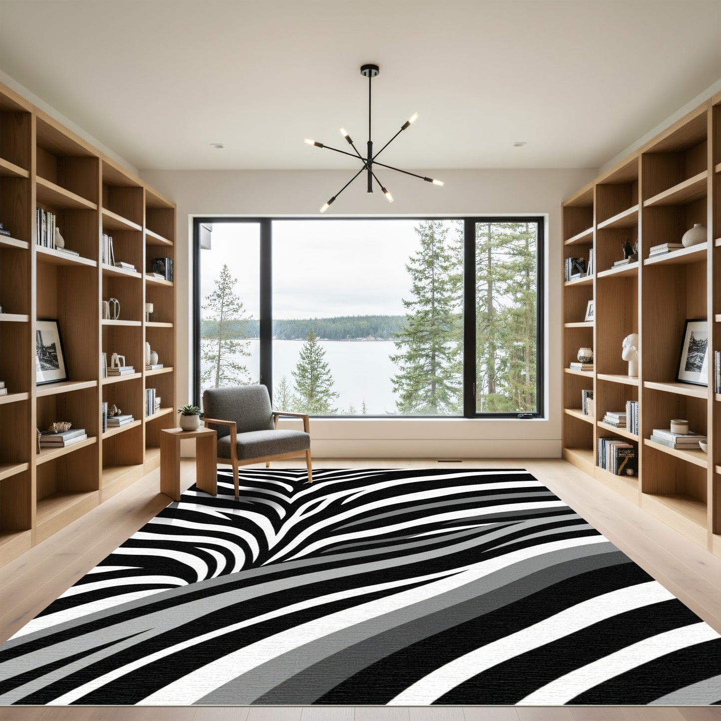 Dynamic Black White Zebra Stripes Rug