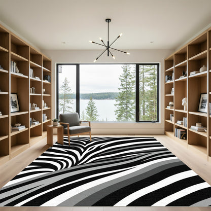Dynamic Black White Zebra Stripes Rug