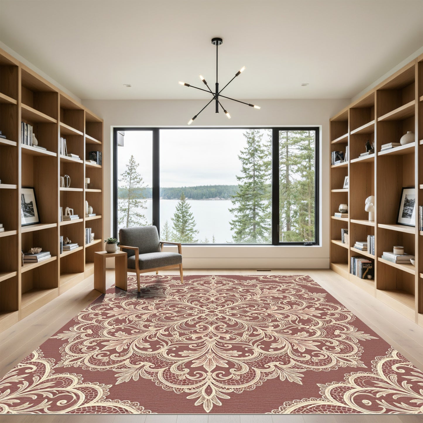 Rose Ochre Lace Mandala Rug