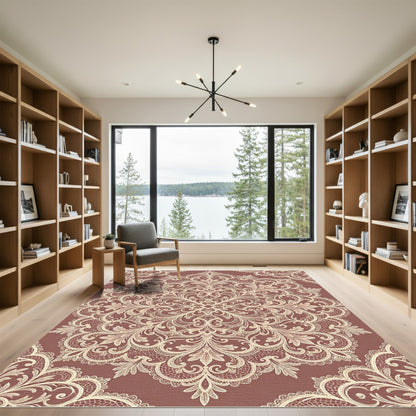 Rose Ochre Lace Mandala Rug
