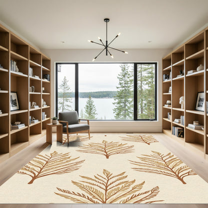 Earthy Fern Branch Repeating Composition Rug