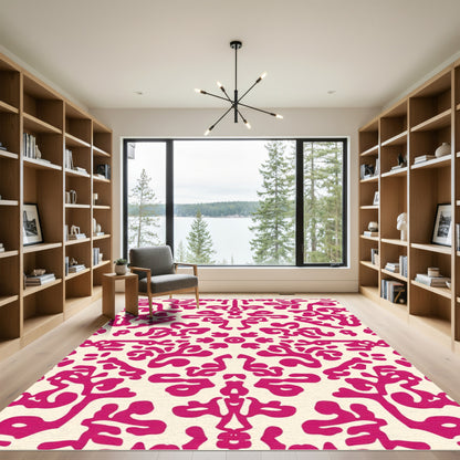 Vibrant fuchsia abstract symmetrical bloom Rug
