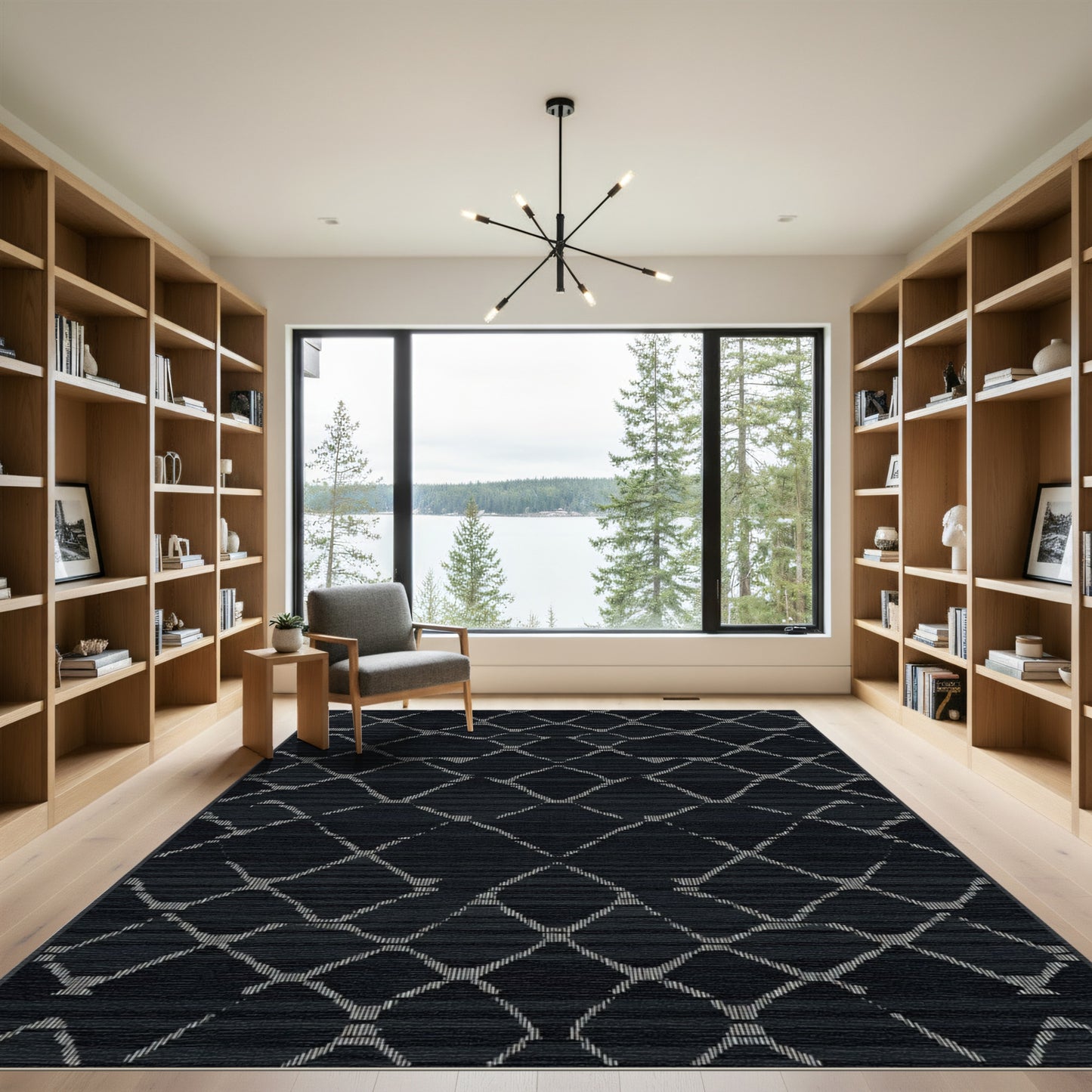 Dark Gray Diamond Textured Weave Rug