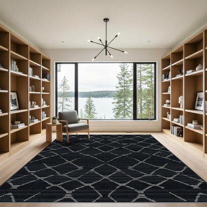 Dark Gray Diamond Textured Weave Rug