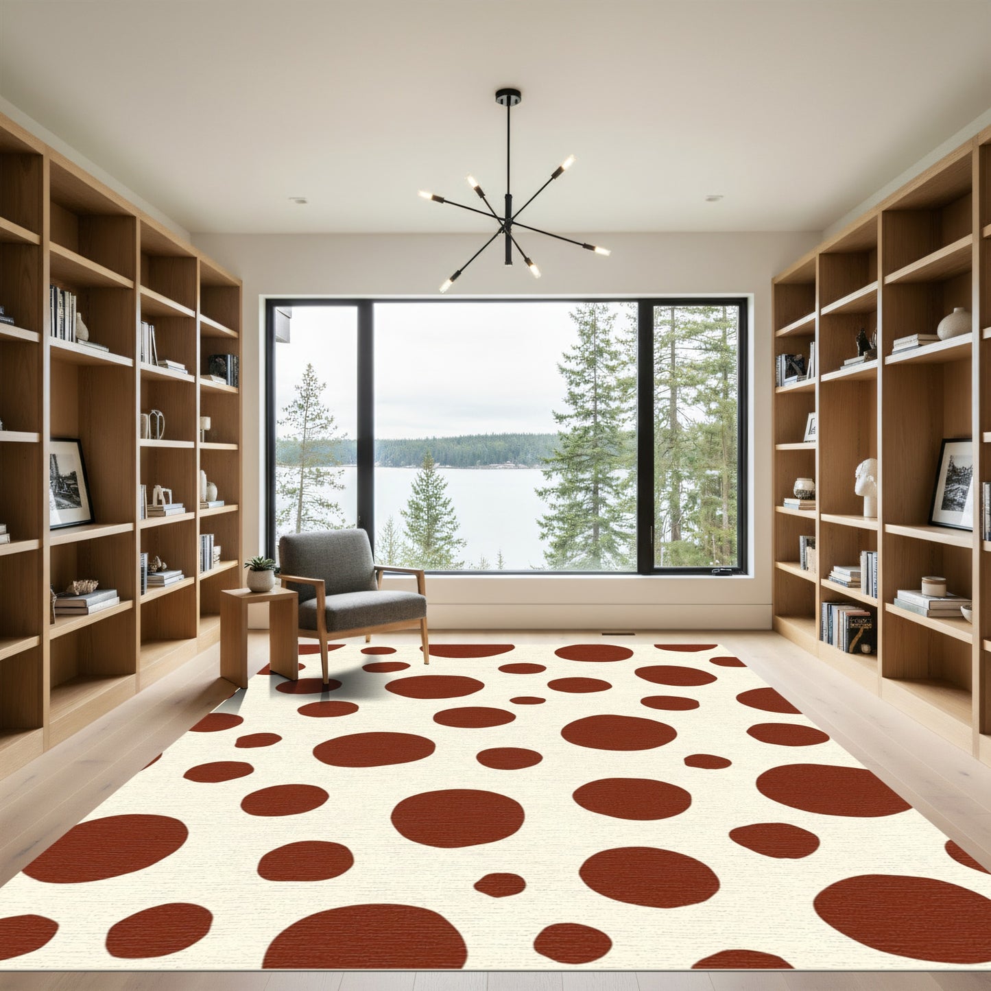 Chocolate Brown Polka Dots Repeating Design Rug