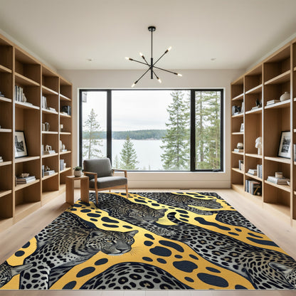 Golden Leopard Spot Animal Hide Rug