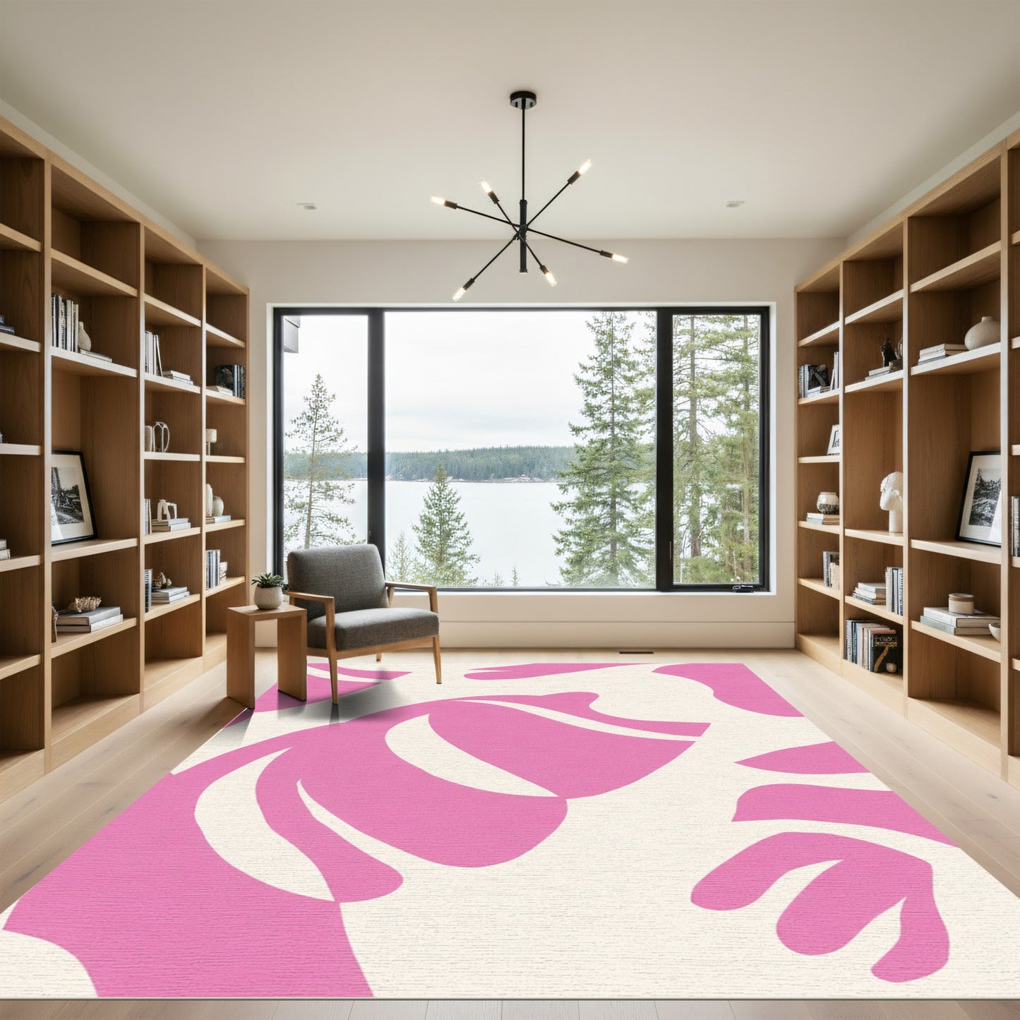 Pink Coral Abstract Curve Rug
