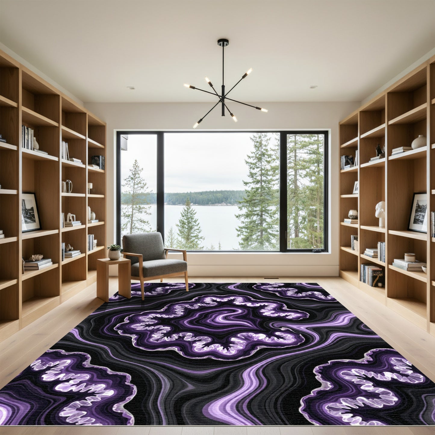 Purple Amethyst Crystal Geode Swirl Rug