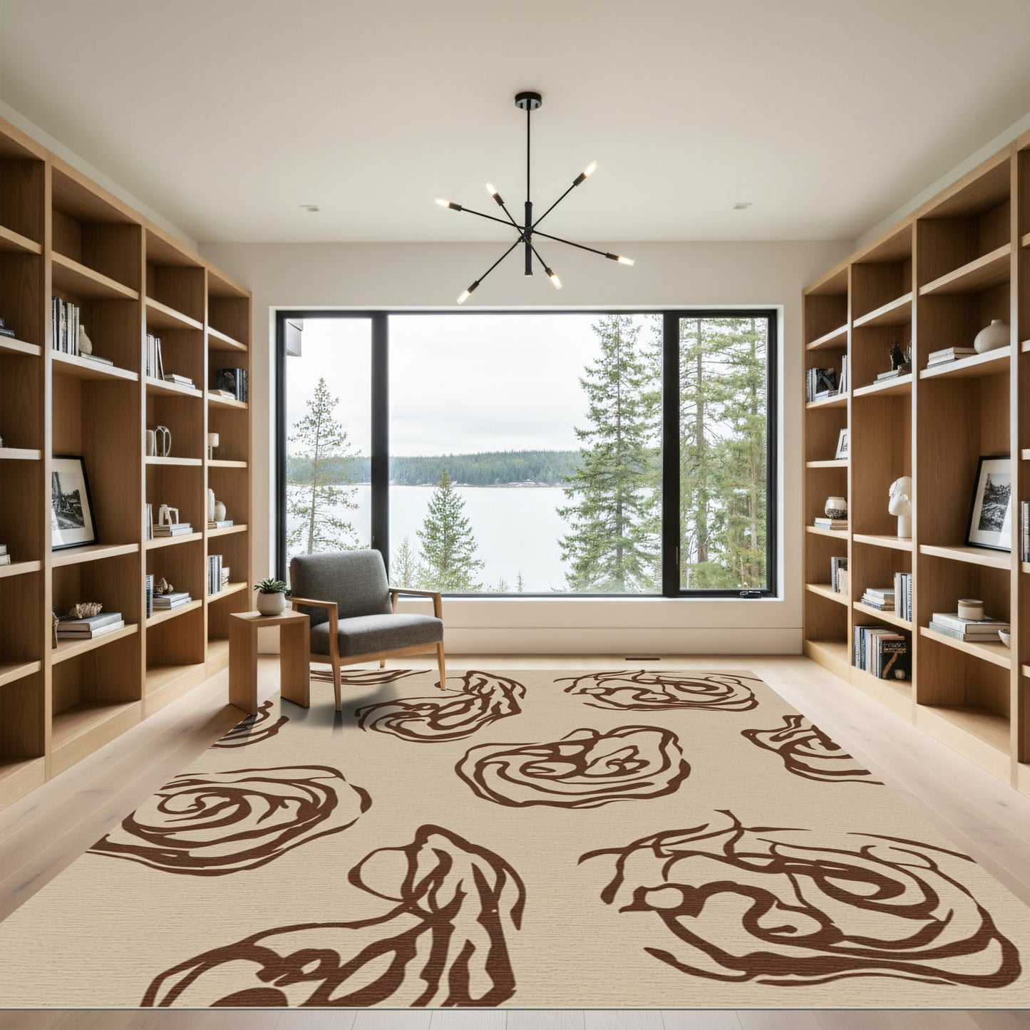 Brown Abstract Swirl Organic Rug