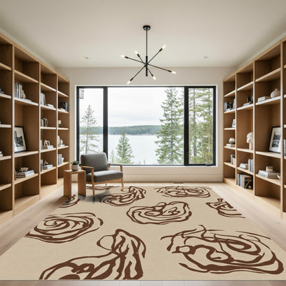Brown Abstract Swirl Organic Rug