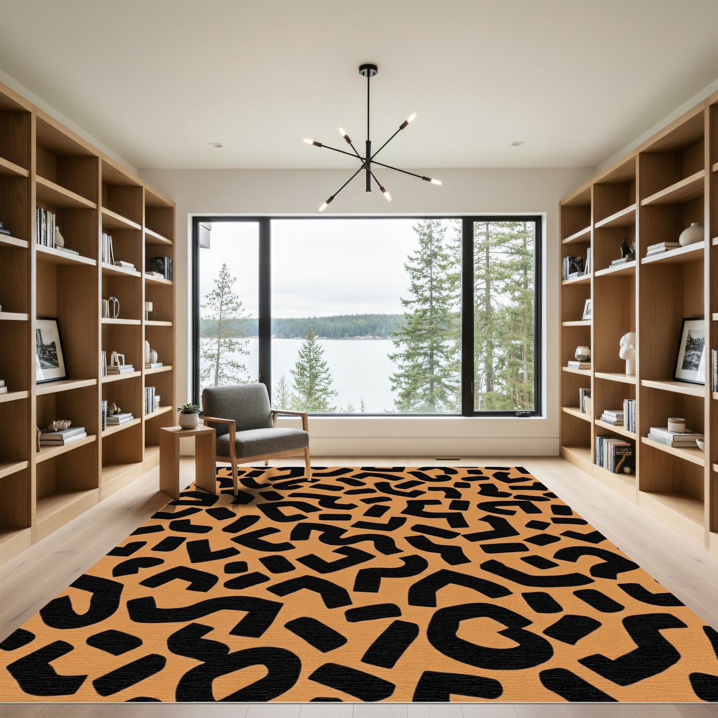 Terracotta Black Abstract Scatter Rug