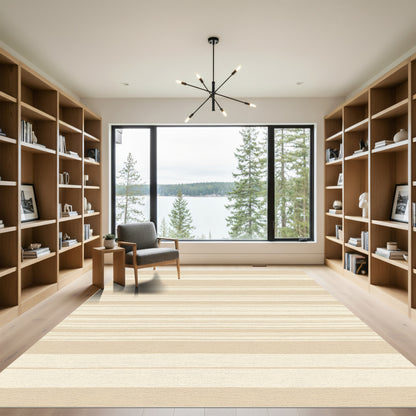Earthy Beige Organic Stripe Rug