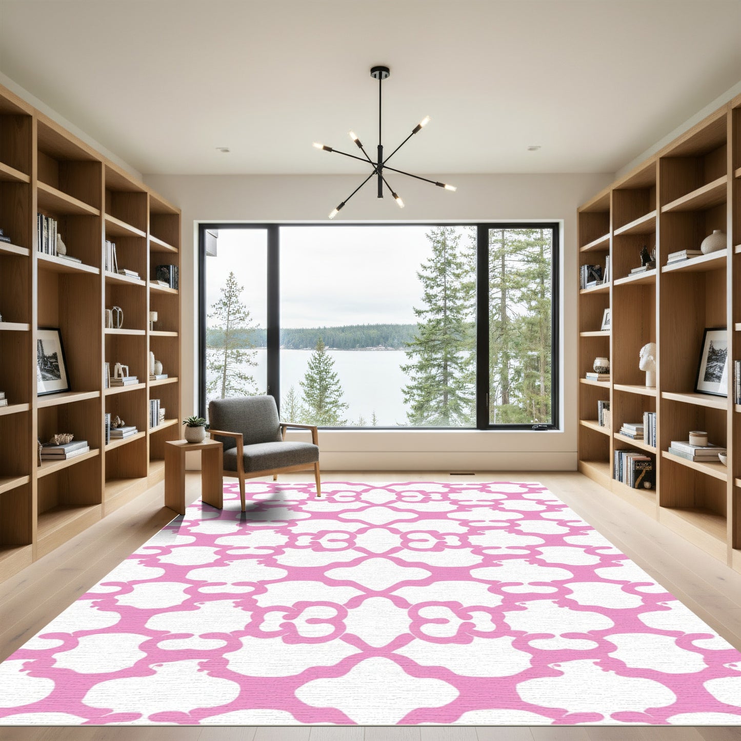 Modern Pink Link Chain Rug
