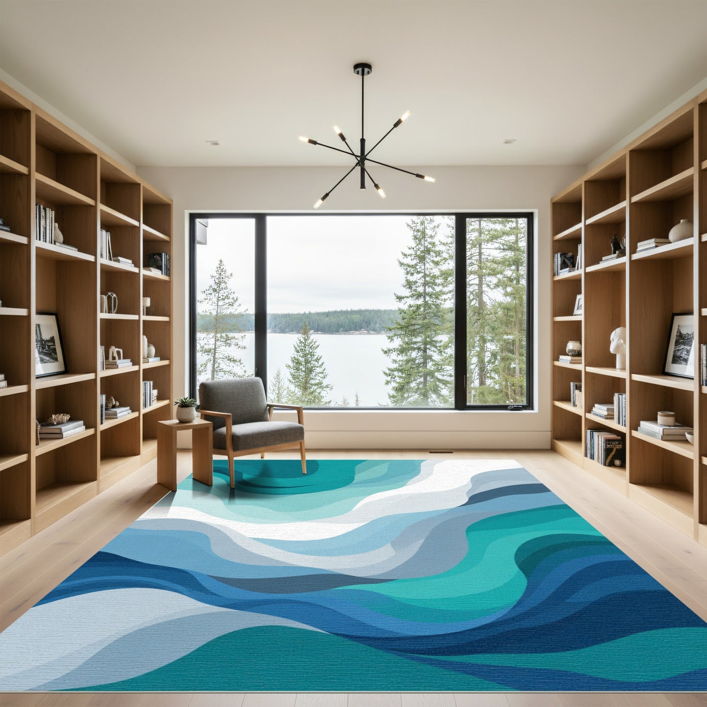 Deep Ocean Waves Abstract Rug