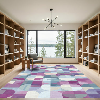 Abstract Purple Geometric Circles Rug