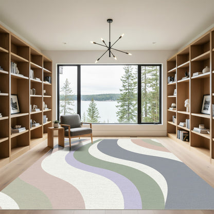 Soft Pastel Swirl Ribbon Abstract Rug