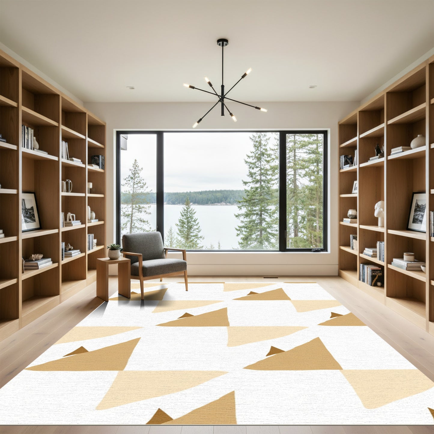 Earthy Toned Geometric Mountain Peaks Rug