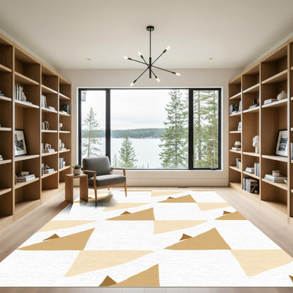 Earthy Toned Geometric Mountain Peaks Rug