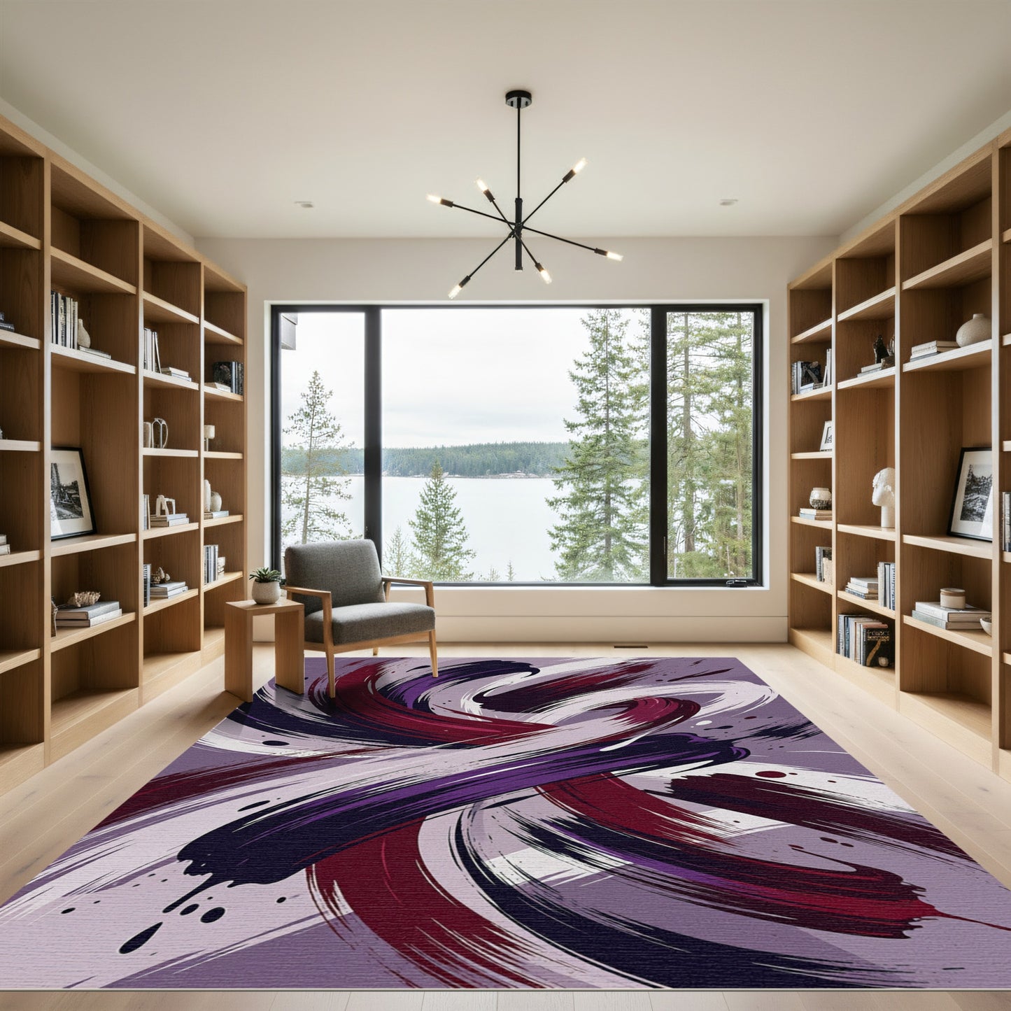 Bold Abstract Swirl Purple Plum Rug