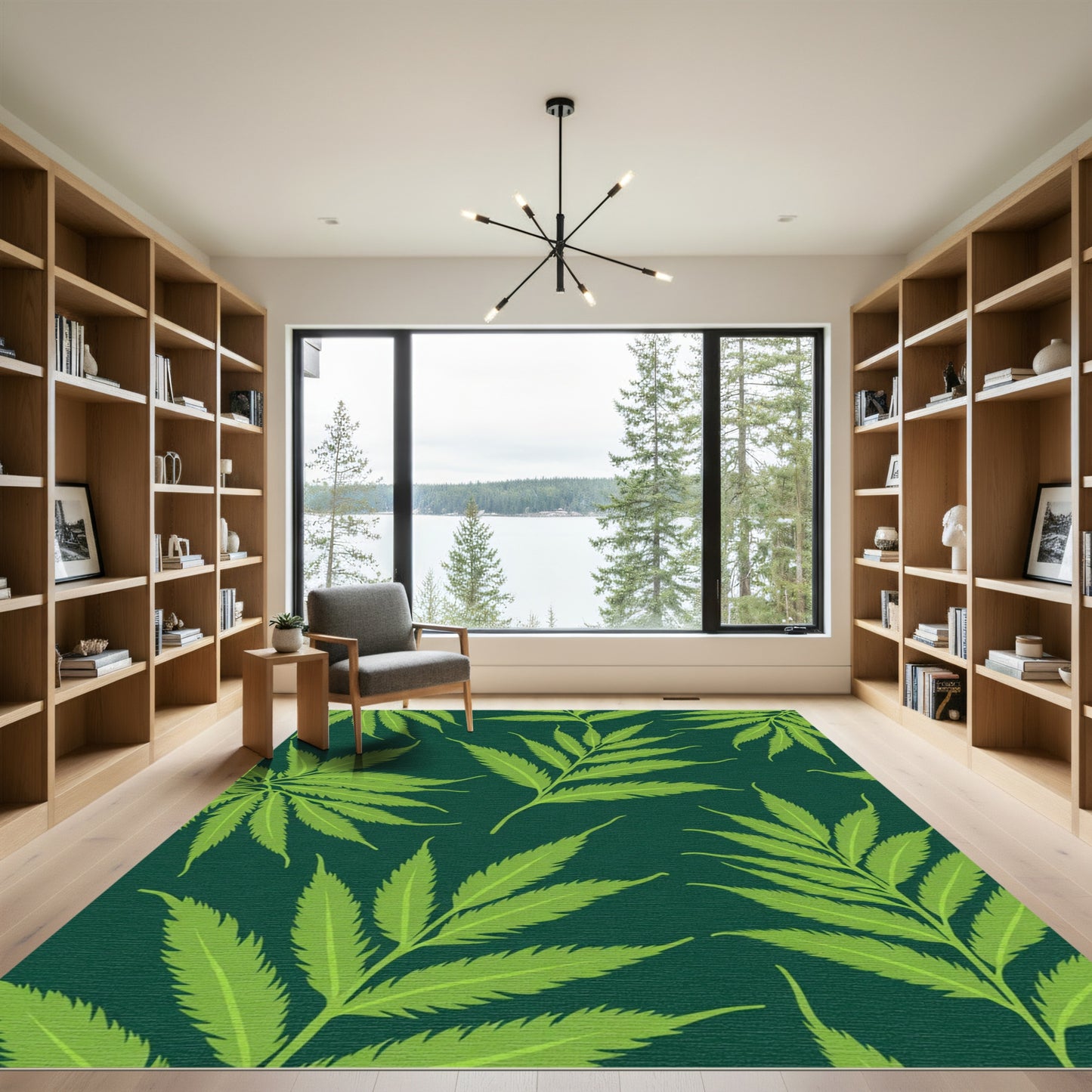 Emerald Green Leafy Branch Scatter Rug