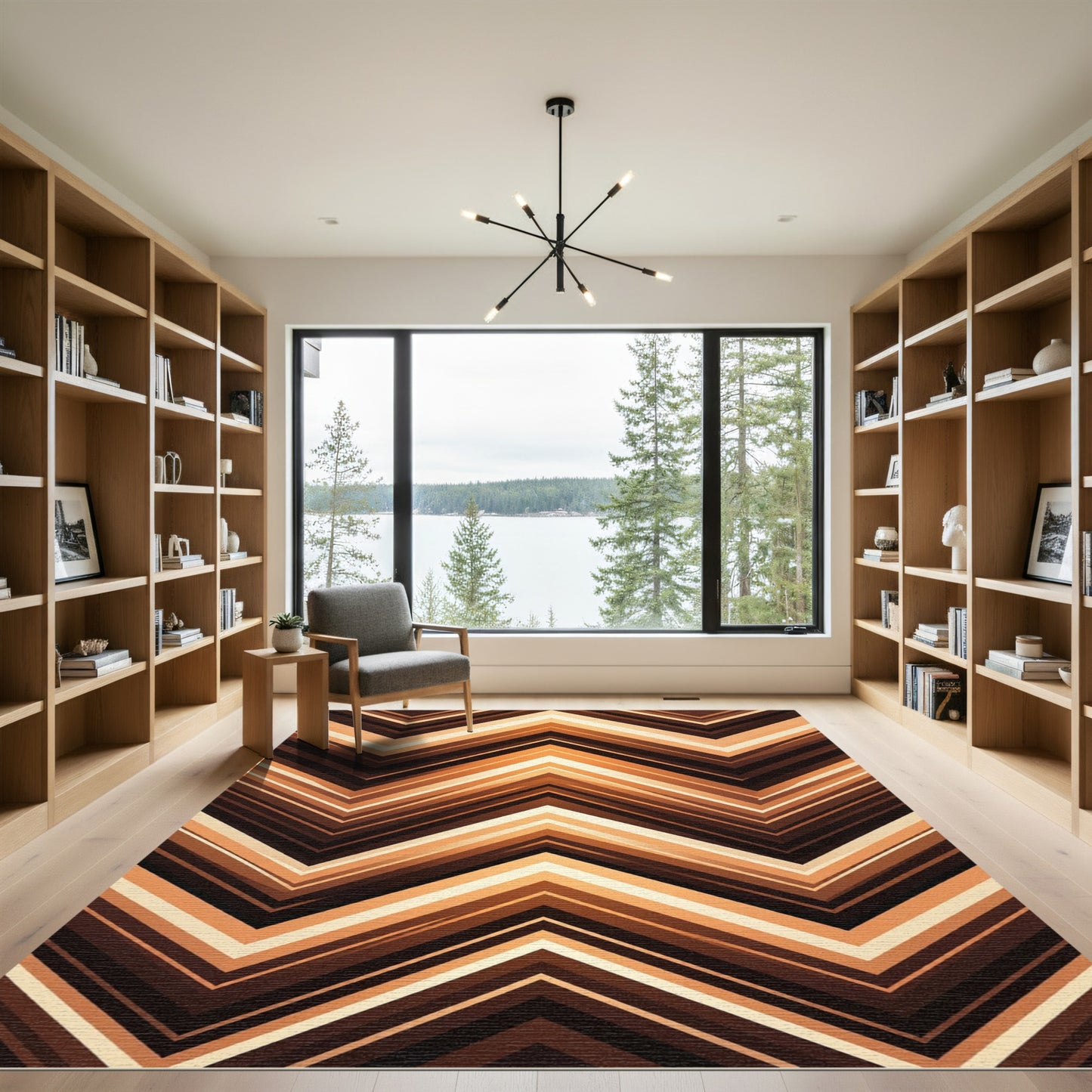 Earthy Tone Gradient Chevron Rug