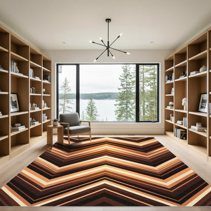 Earthy Tone Gradient Chevron Rug