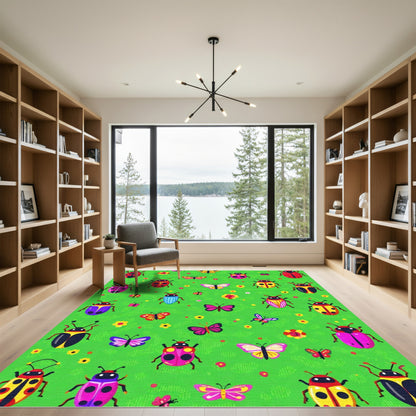 Whimsical Bugs and Butterflies Garden Rug