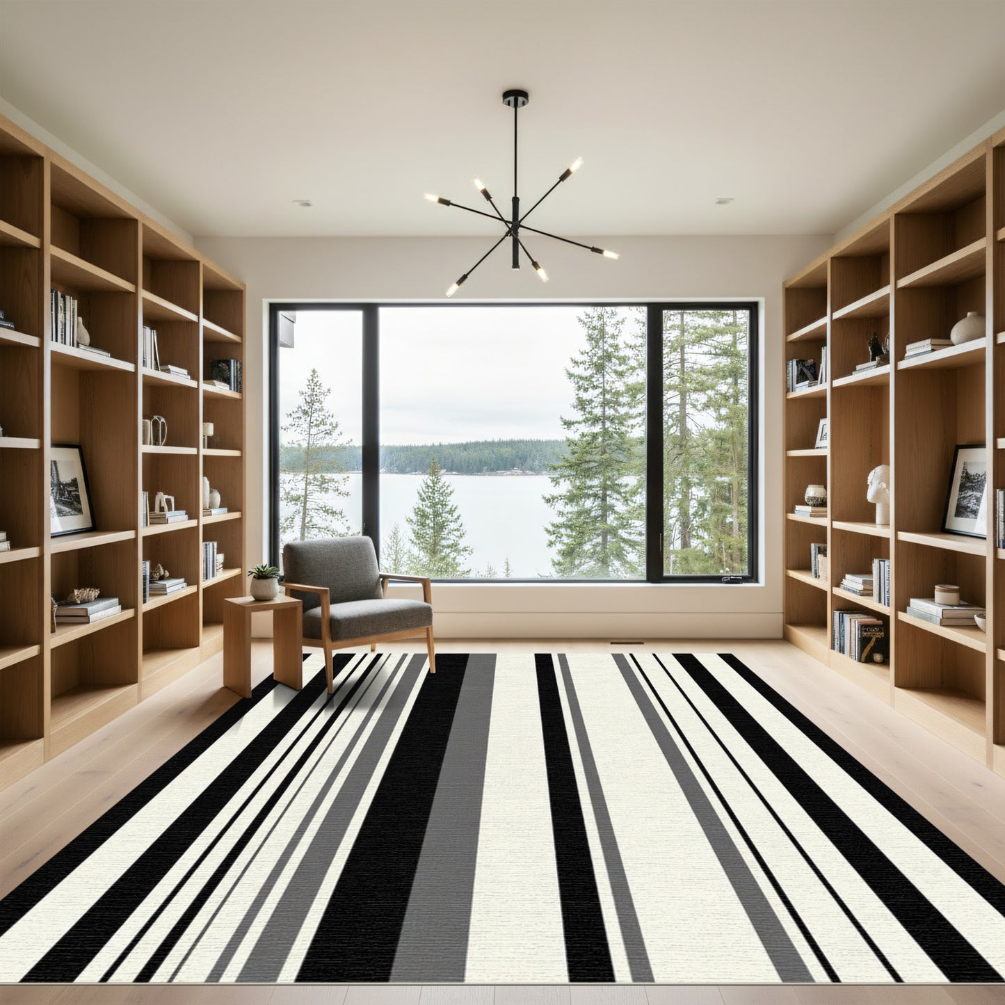 Monochrome Vertical Stripe Arrangement Rug