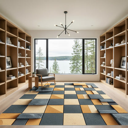 Textured Geometric Cube Arrangement Rug