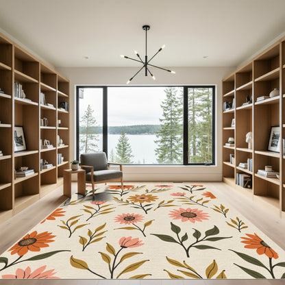 Retro Floral Bloom Garden Rug