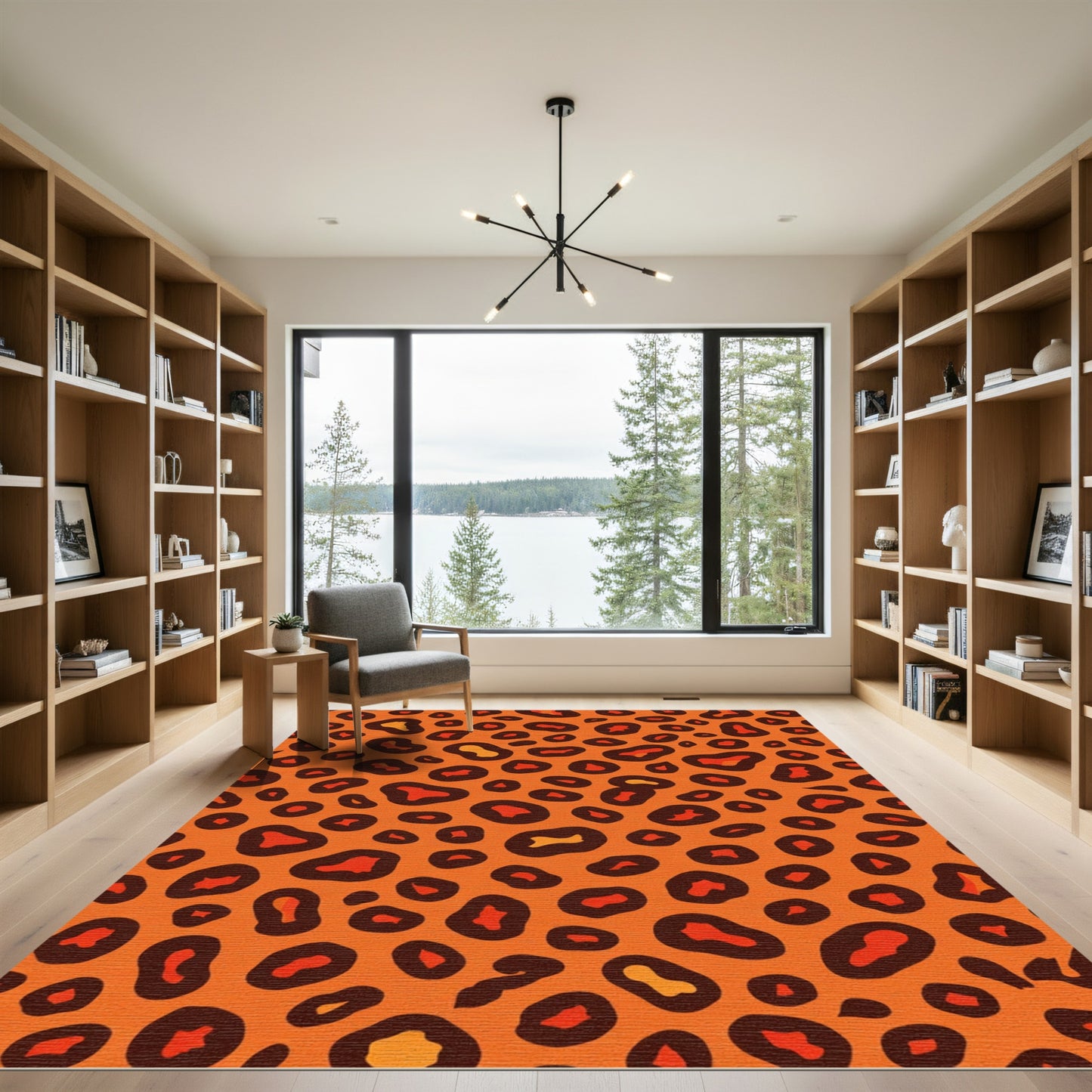 Bold Orange Leopard Spots Rug