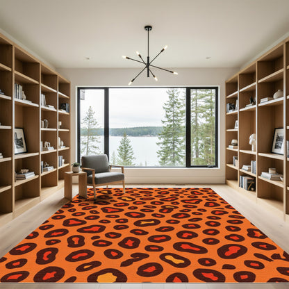 Bold Orange Leopard Spots Rug