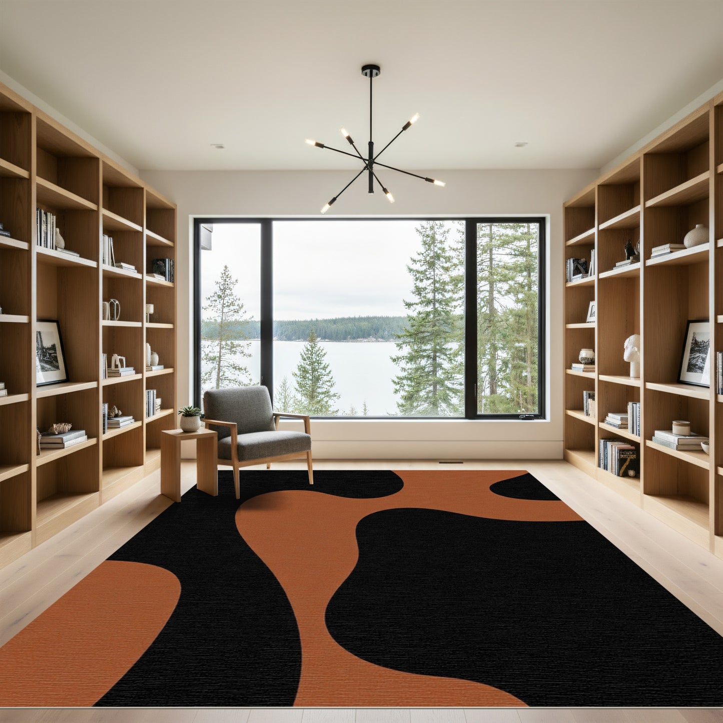 Terracotta Organic Abstract Swirl Rug
