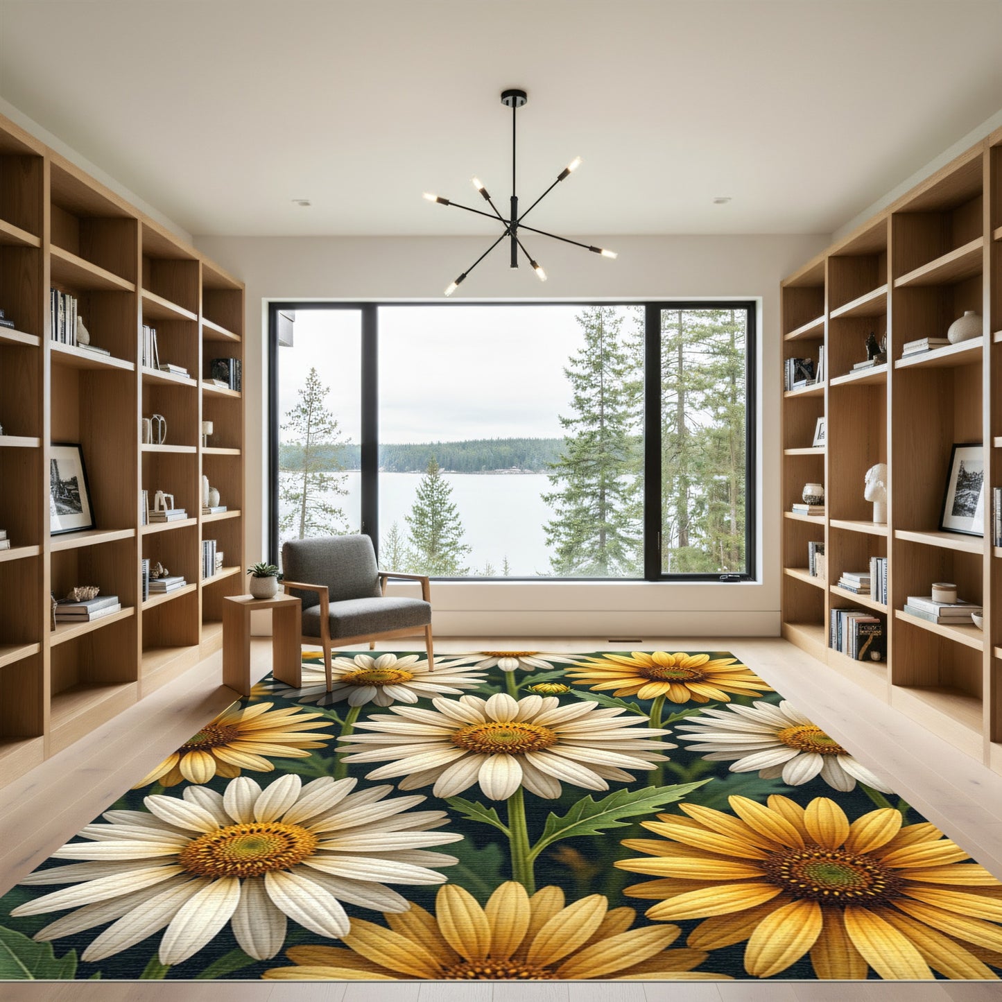 White and Gold Daisy Meadow Rug