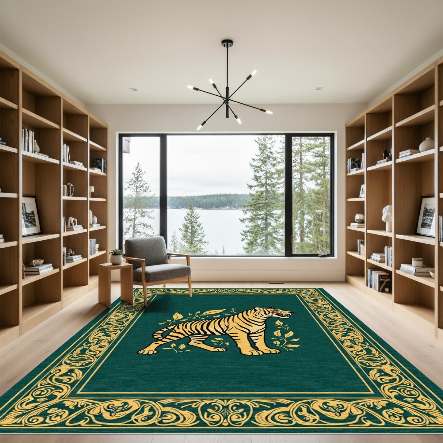 Golden Tiger Emerald Vintage Frame Rug